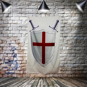 

Masonic Knight Templar Flag Banner Wall Art Canvas Painting Hang on the wall 4 grommets Custom Flag indoor decor Sword Shield