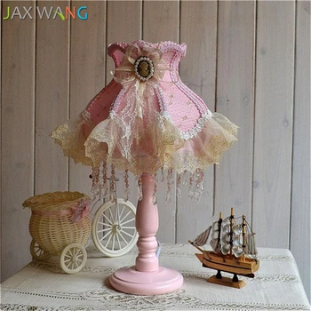 

European Pink Lace Princess LED Table Lamps Led Desk Lights Wedding Gift Living Room Bedroom Bedside Lamp Home Lighting Fixtures