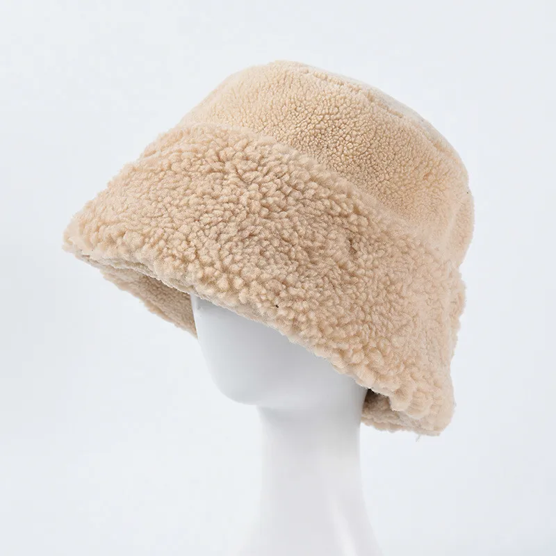 

Fisherman Hat Female Autumn Winter Wide-brim Leisure Fashion Warm Thick Hats Wool Bucket Hats For Women Flat Top Cap