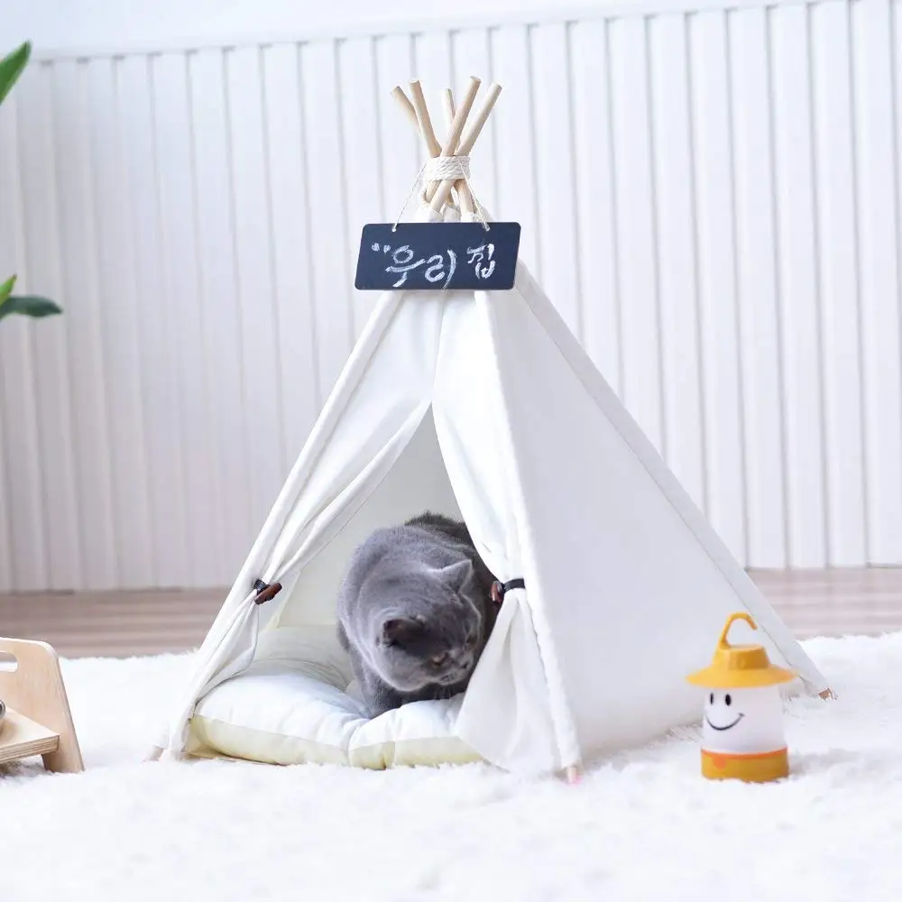 Обычная белая холщовая собака Прорезыватель Hond Tipi Pet Tipi без подушки