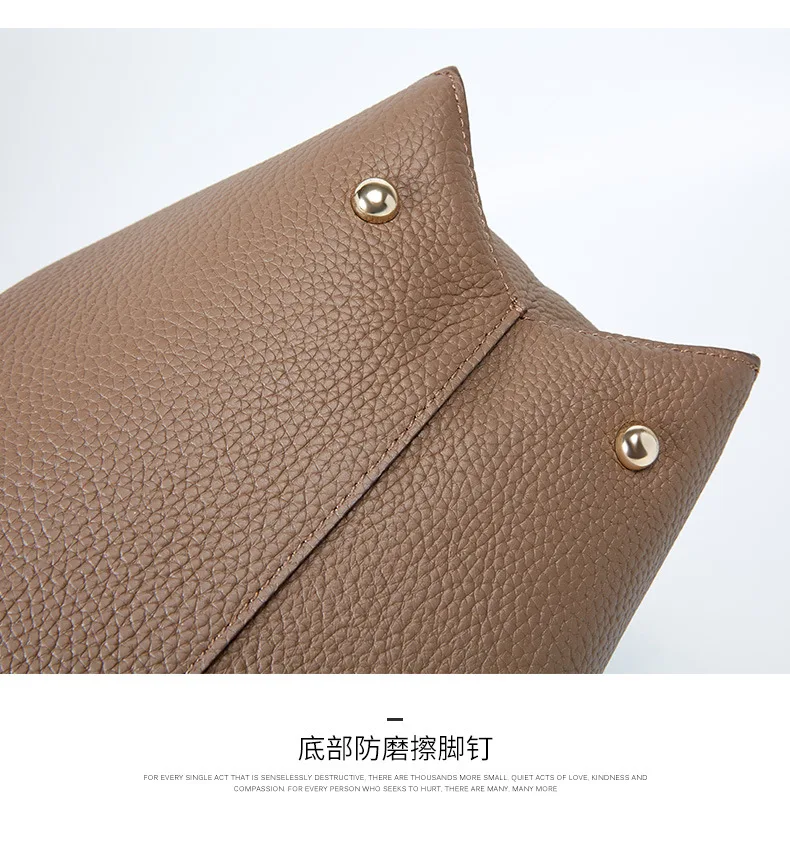 Brand Design Real Cow Leather Ladies HandBags and Purse Women Genuine Leather Composites Bags High Quality Wide Strap Bucket Bag