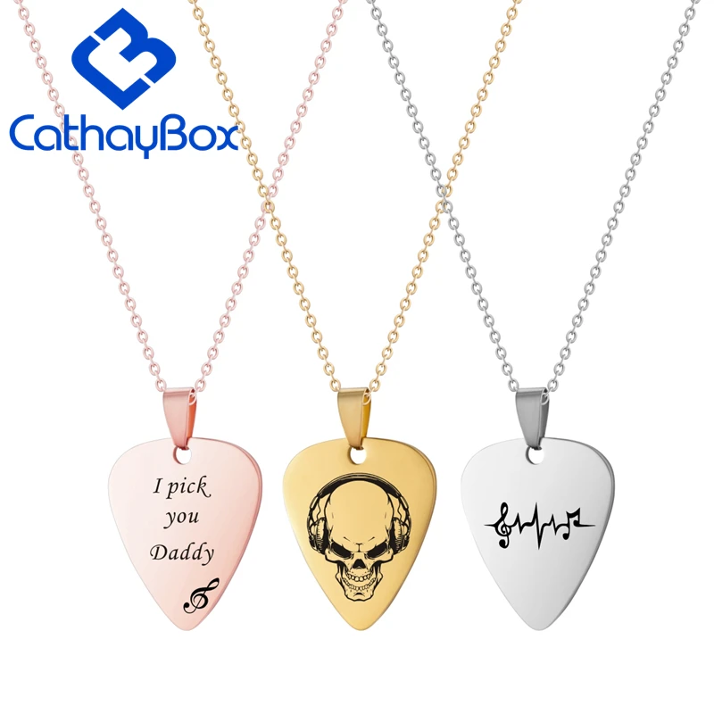 Collar grabado personalizado de acero inoxidable para guitarra, colgante para llavero con foto y texto grabado, joyería moda CB19A004 - AliExpress Joyería y