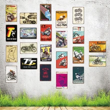 Остров Мэн TT мотоцикл Оловянная табличка, пластинка металла Винтаж в стиле «потертый шик стены в пивной бар для магазина, гаража украшения дома DU-3770A