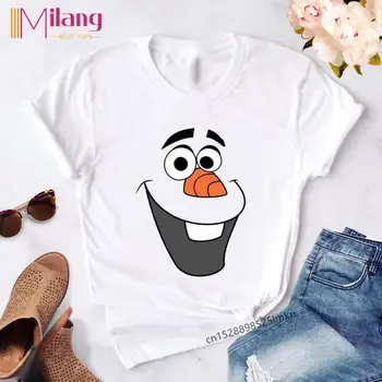 

Women's Kawaii Olaf Print T shirt Women Cartoon Streetwear T-shirt Female Harajuku Casual Ropa Tshirs Clothe tops
