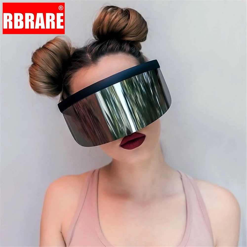 

RBRARE Visor Sunglasses Mirror Big Box Anti-peeping Hat Glasses Personalized Mask Sunglasses Trend Shades Fun Sunscreen