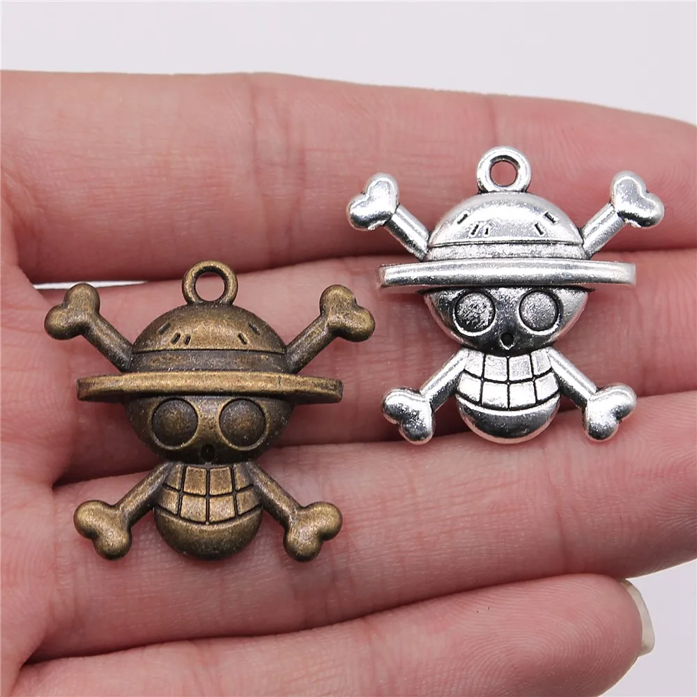 

WYSIWYG 2pcs 29x27mm Antique Silver Antique Bronze Plated Pirate Skull Charm Skull Pirate Charm Pirate Skull Pendants