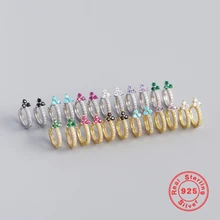 

European and American Multicolor Three Zircon Small Hoop Earrings 925 Sterling Silver Hoop Earrings for Women Fashion Jewelr