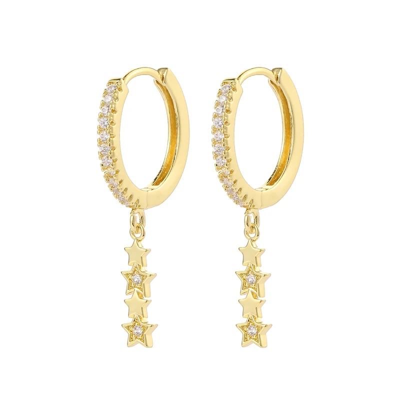 Drop Earrings Fashion Geometric Creativity Star Heart Pendant Hoop for Women Girls Party Jewelry