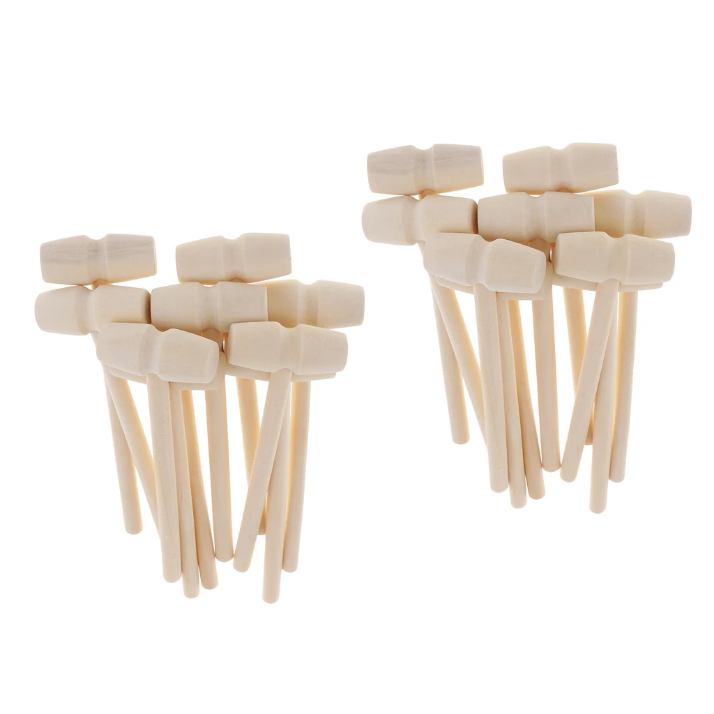 20 Pieces Unfinished Wood Mallet Ice Hammer Mallet ,Solid Wooden Hammer Woodworking Mallet Hand Tool