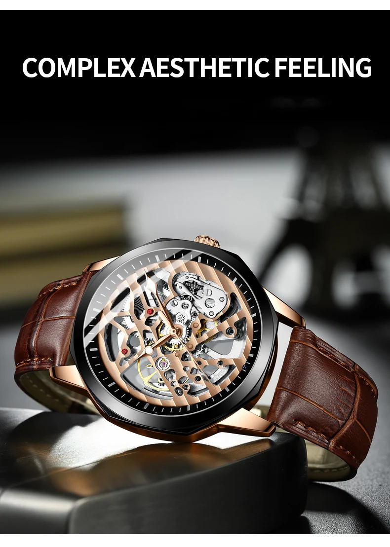 AILANG Luxury Skeleton Automatic Mechanical Mens Sports Men es Leather Strap_voghion.com