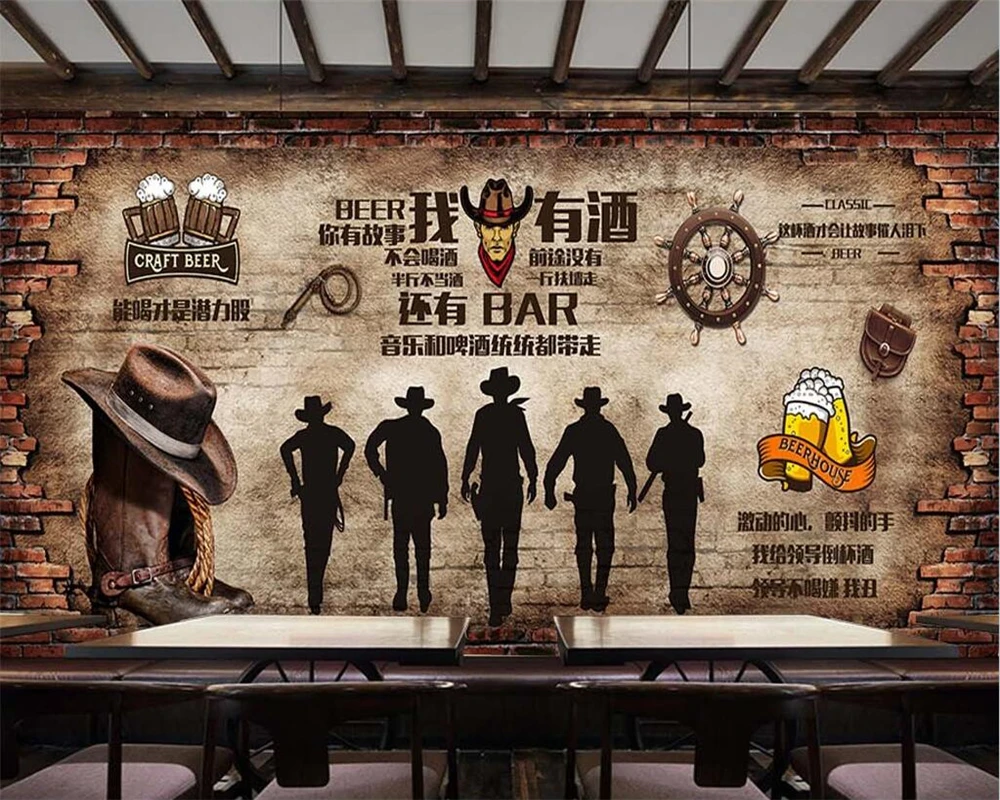 beibehang papel de parede personalizado moderno novo retro tijolo cerveja bar restaurante fundo decoracao 04