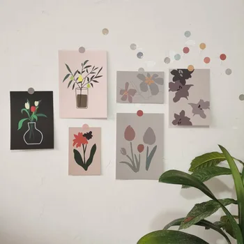

Ins Hand-painted Vase Tulip Decorative Card Morandi Color Postcard DIY Collocation Wall Sticker Small Poster Gift Greeting Cards