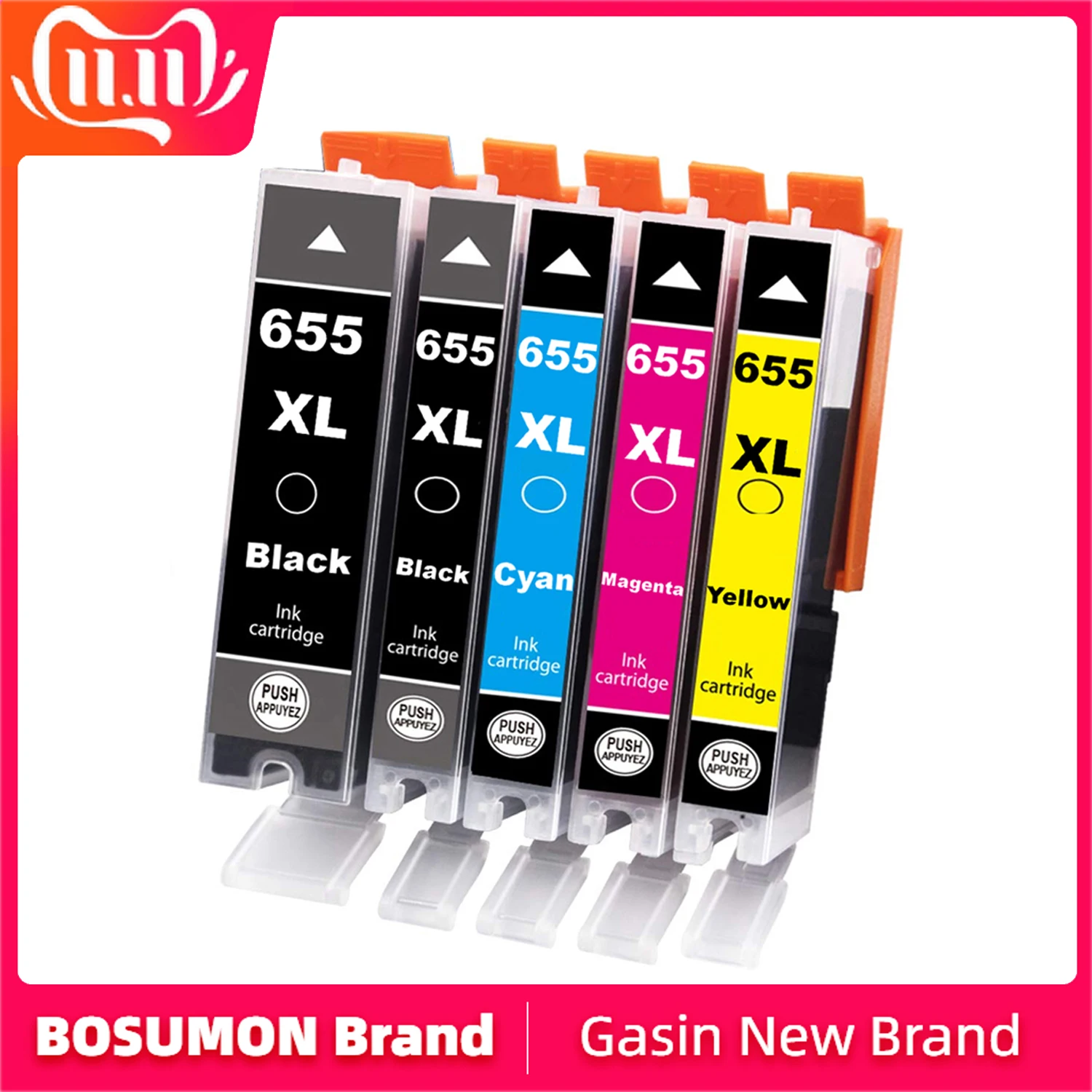Bosumon 5 шт совместимый картридж HP 655 C M Y BK с чипом для Deskjet 3525 4615 4625 5525 6520 6525 HP655 |
