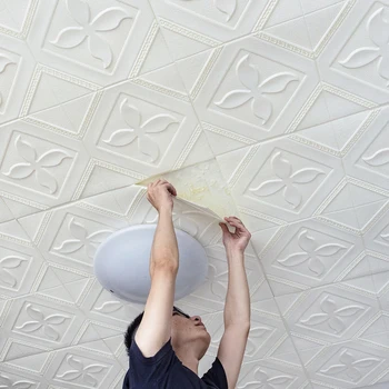 

Self-adhesive 3d Roof Ceiling Wallpaper Stereo Wall Sticker wallpaper for Living Room Bedroom Ceilings Decor Four Leaf Clover