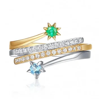 

Huitan Fashion Adjustable/Resizable Opening Rings Women Dancing Party Stylish Jewelry 2Pcs Bridal Sets Fine Present for Female