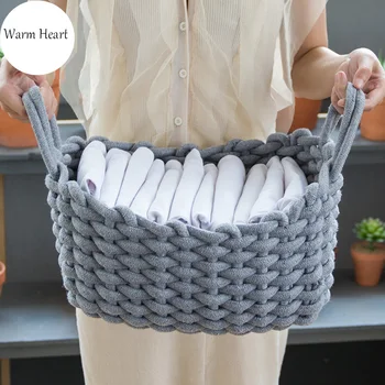 

Storage Basket Linen Crochet Handmade Clothes Laundry Basket Natural Fabric Baby Toys Storage Basket Desktop Small Organizer Box