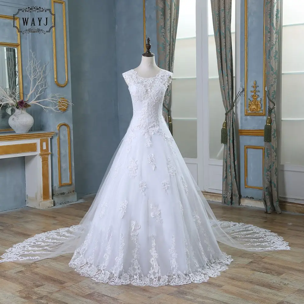 

New Design A-Line Luxury Princess Wedding Dress 2019 Appliques Detachable Lace Train Wedding Gowns Custom Vestido De Noiva 2019