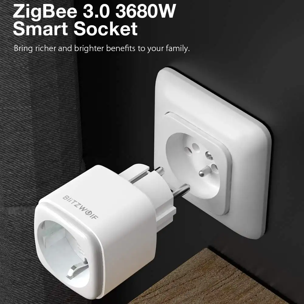 BlitzWolf BW-SHP15 Zigbee 3.0 Ʈ ÷ , EU ÷  ܼƮ,   Ÿ̸  , Alexa Բ ۵, 3680W, 16A