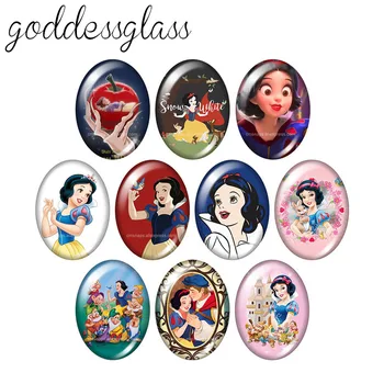 

TB0246 Princess Snow white Girls 10pcs mixed 13x18mm/18x25mm/30x40mm Oval photo glass cabochon demo flat back Making findings