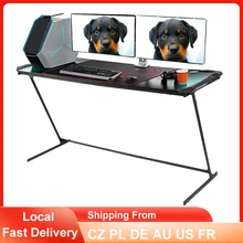Grandes Juegos de ordenador de escritorio forma de Z de pie de mesa portátil estudiando escribir mesa con luz LED RGB de la Oficina para el hogar