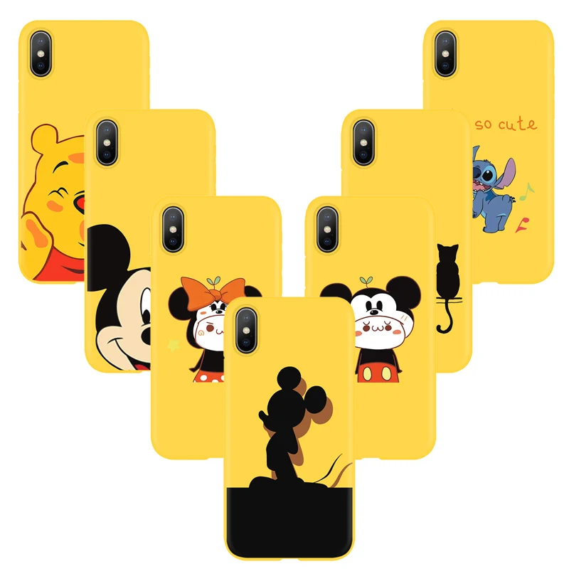 

Cartoon Yellow Print Silicone Soft TPU Matte Phone Cases For iPhone XS MAX XR X 8 6 6S Plus 5 5S SE Color Case Color Back Covers