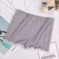 gray Женские защитные брюки мощные эластичные трусики шорты хлопок твист Сексуальная безопасность нижнее белье плоские кружевные дышащие шорты - Цвет: gray