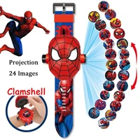 17 Style Disney Cartoon Children Watch 3D Projection Cartoon Superheroes Spider-man Iron Man Digital Watches Children Watch Toy