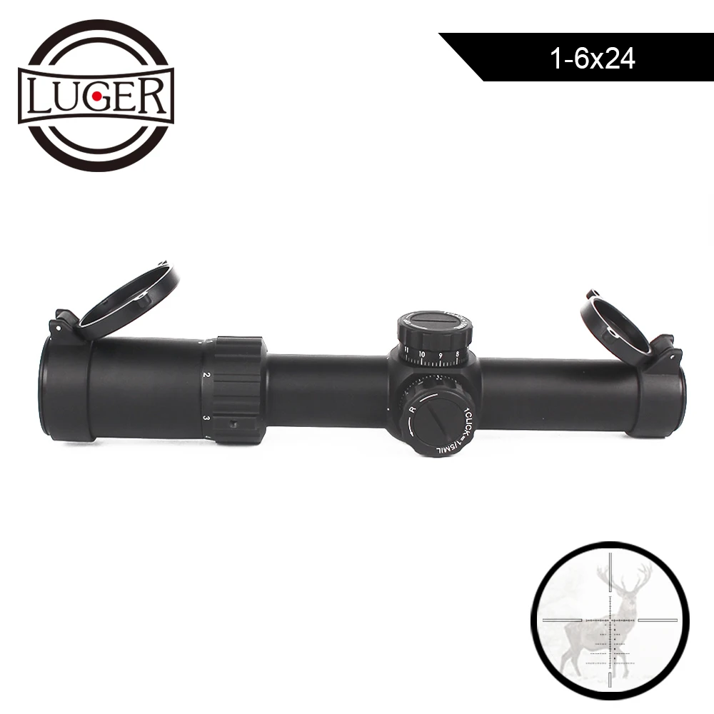 LUGER 1-6X24 длинный охотничий прицел с рельефом для глаз тактический оптический