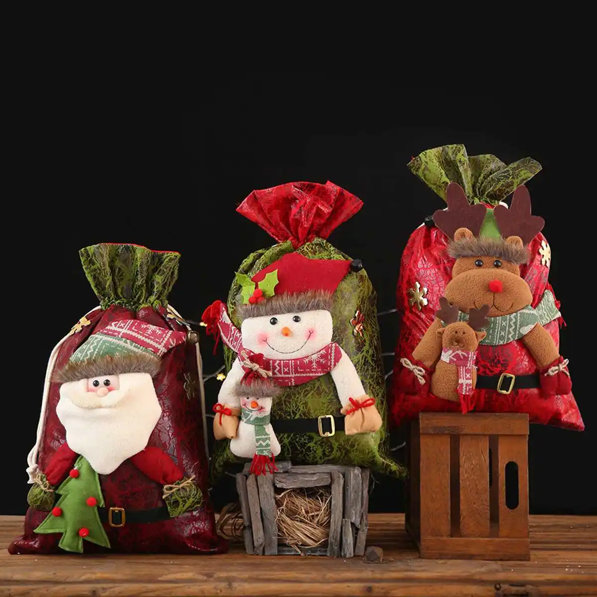 

55X34cm Christmas Gift Bags Snack Candy Bags for Apple Christmas Presents Packing New Year Christmas Decor
