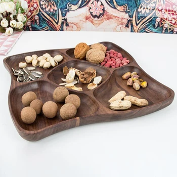 

Whole Wood Wood Irregular Oval Solid Wood Pan Plate Fruit Dishes Saucer Tea Tray Dessert Dinner Plate Tableware Set