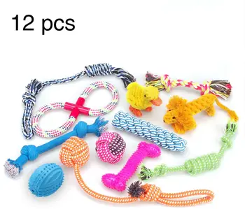 

Dog Toys 12 Pack Gift Set, Ball Rope and Chew Squeaky Toys for Medium to Small Dog