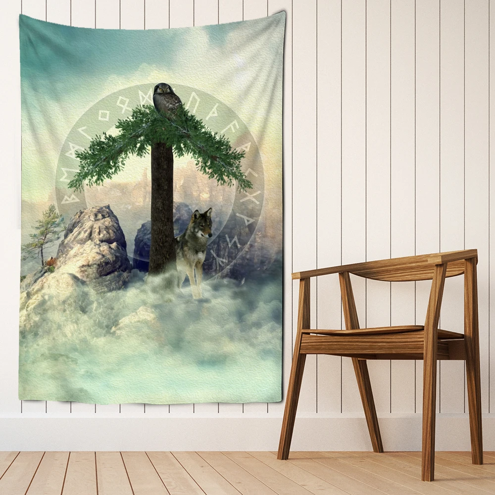 Viking Rune Art Tapestry Wall Hanging Magic Beach Mat Bohemian Hippie TAPIZ Dormitory Living Room Home Decor