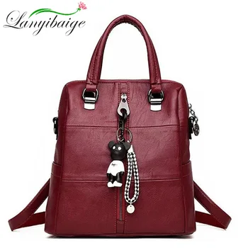 

Women Leather Backpacks 2020 Vintage Female Shoulder Bag Sac a Dos Travel Ladies Bagpack Mochilas School Bags For Girls Preppy