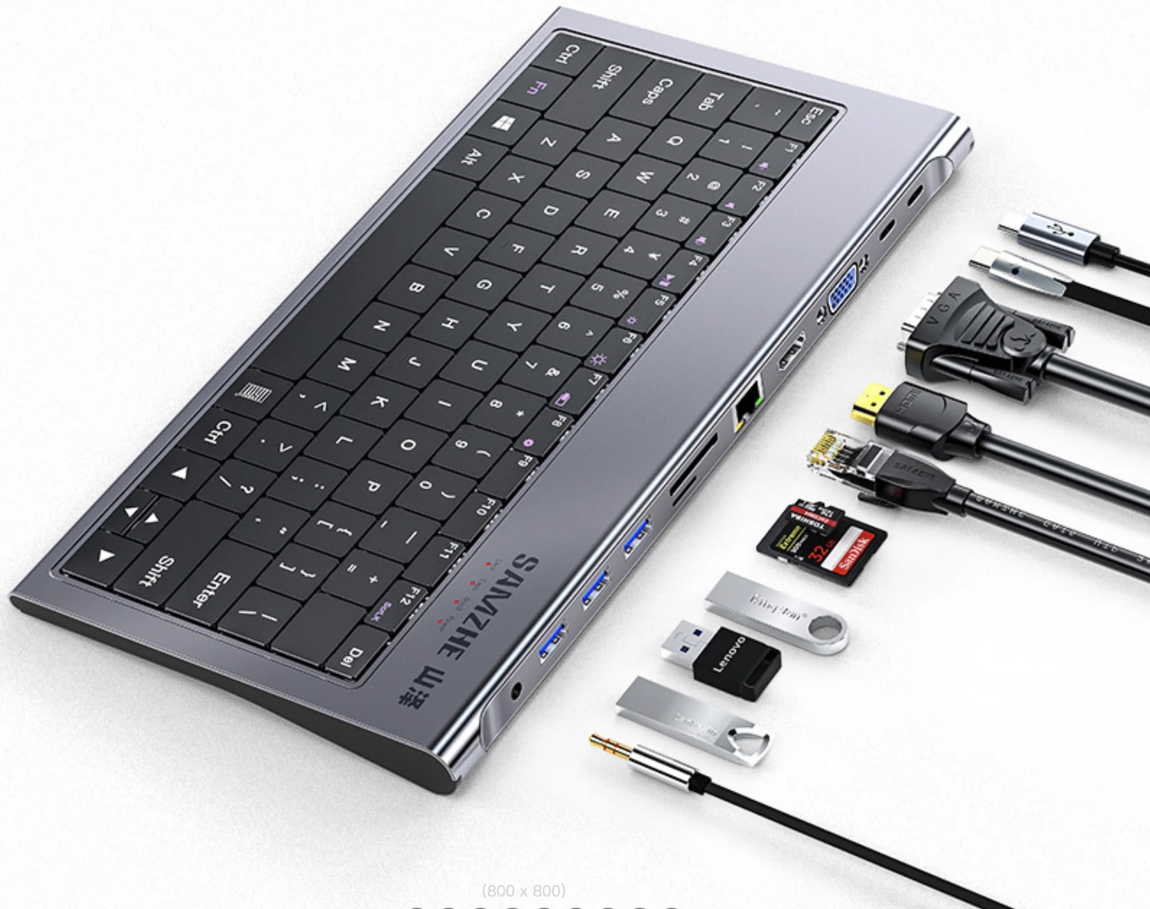 11-in-1マルチUSB cドッキングステーション,キーボード付き,100w