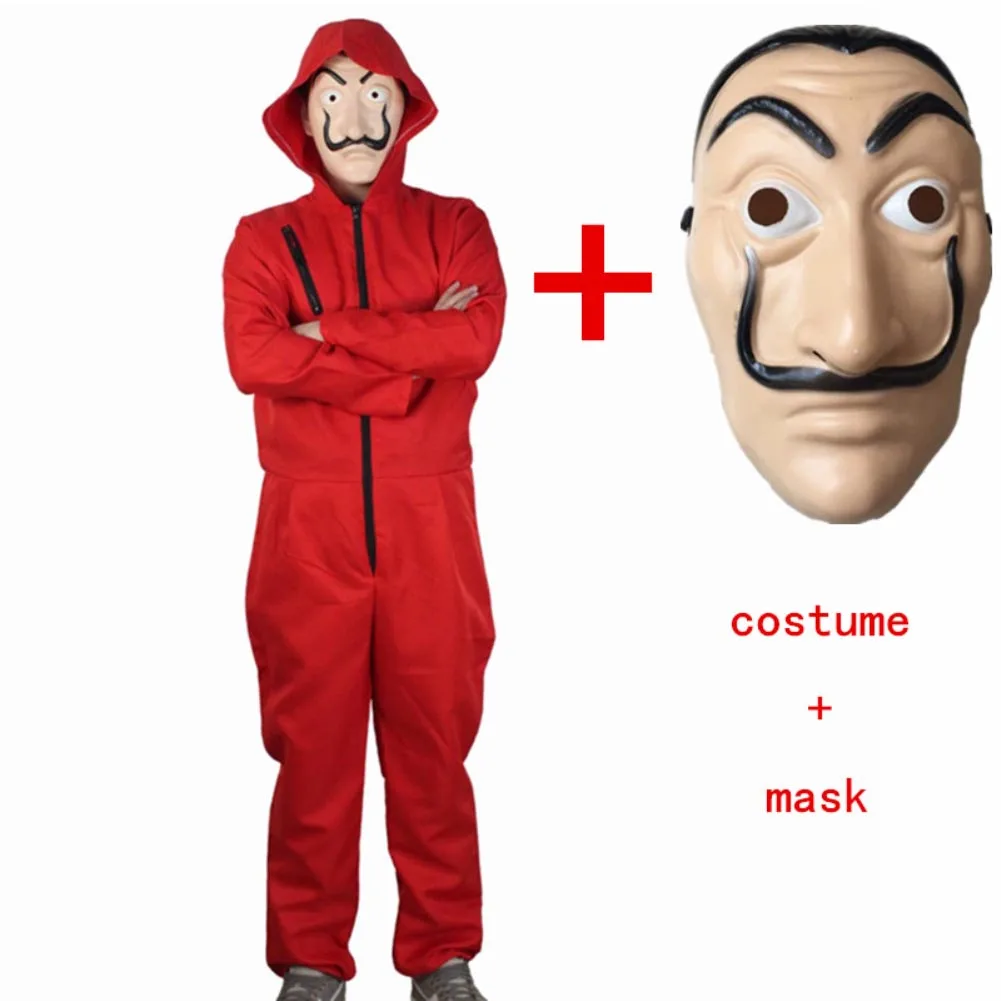 

2019 new Salvador Dali Movie Costume Mask Money Heist The House of Paper La Casa De Papel Cosplay Halloween Party Costumes set