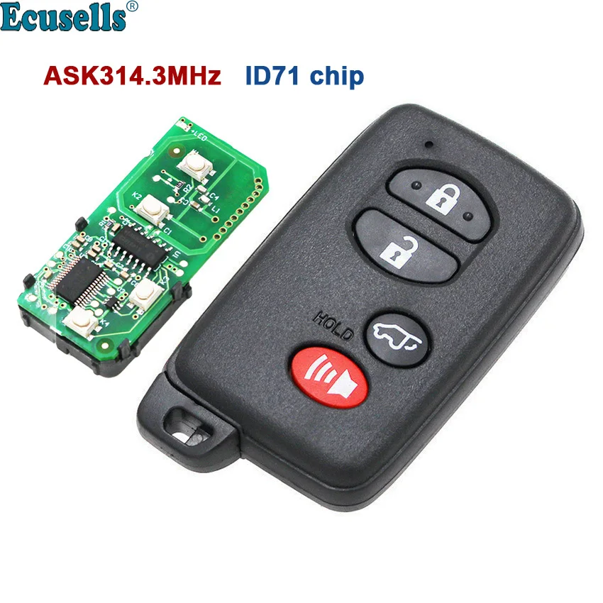  Smart 3+1 suv button Remote Key ASK314.3Mhz ID71-0140 Use for Toyota Carmy Reiz Prado Avalon 2005-2 - 4000318624155