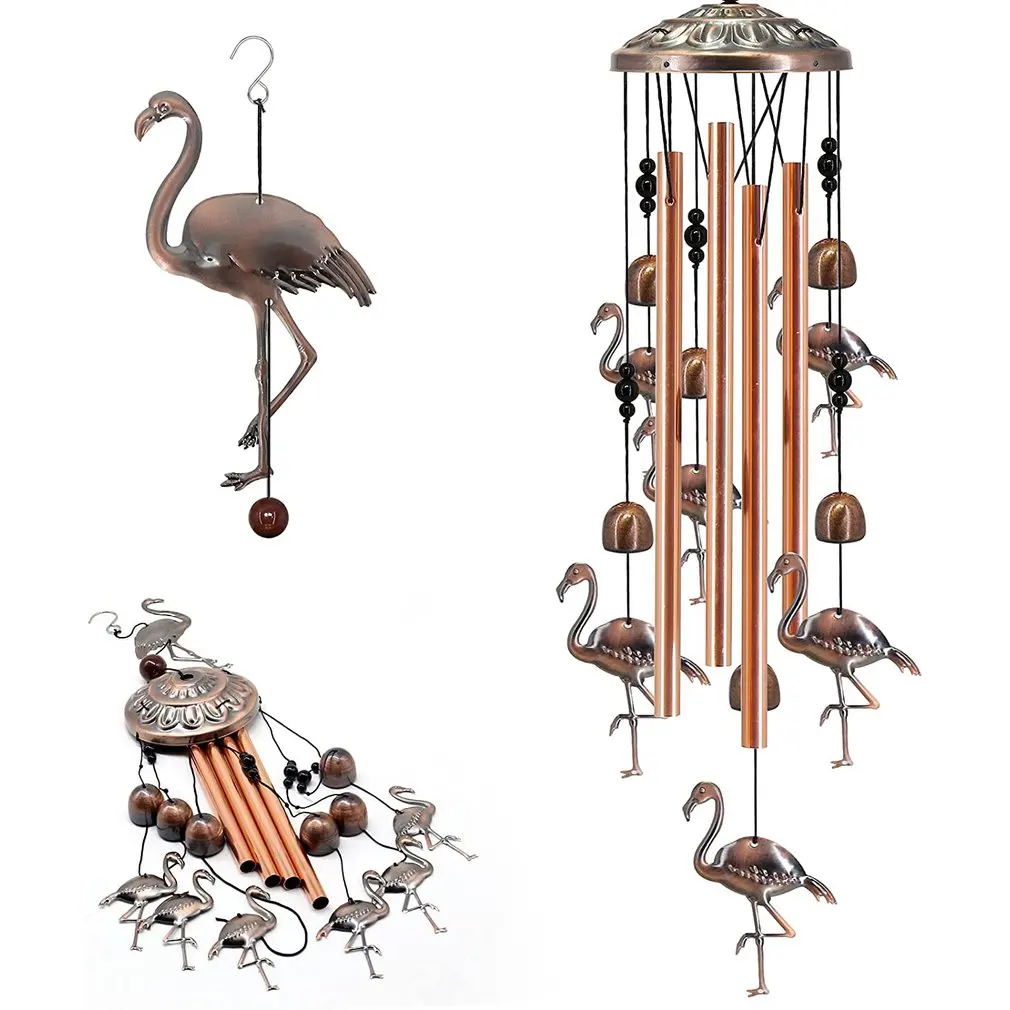 Metal Pipe Wind Chimes Brass Bells Flamingo Elephant Turtle Pendant