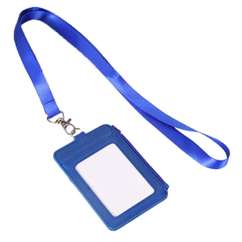 

Creative ID Card Holder Name Tag Protector Cover Practical ID Badge Holder Card Hanging Storage Pocket (Blue)