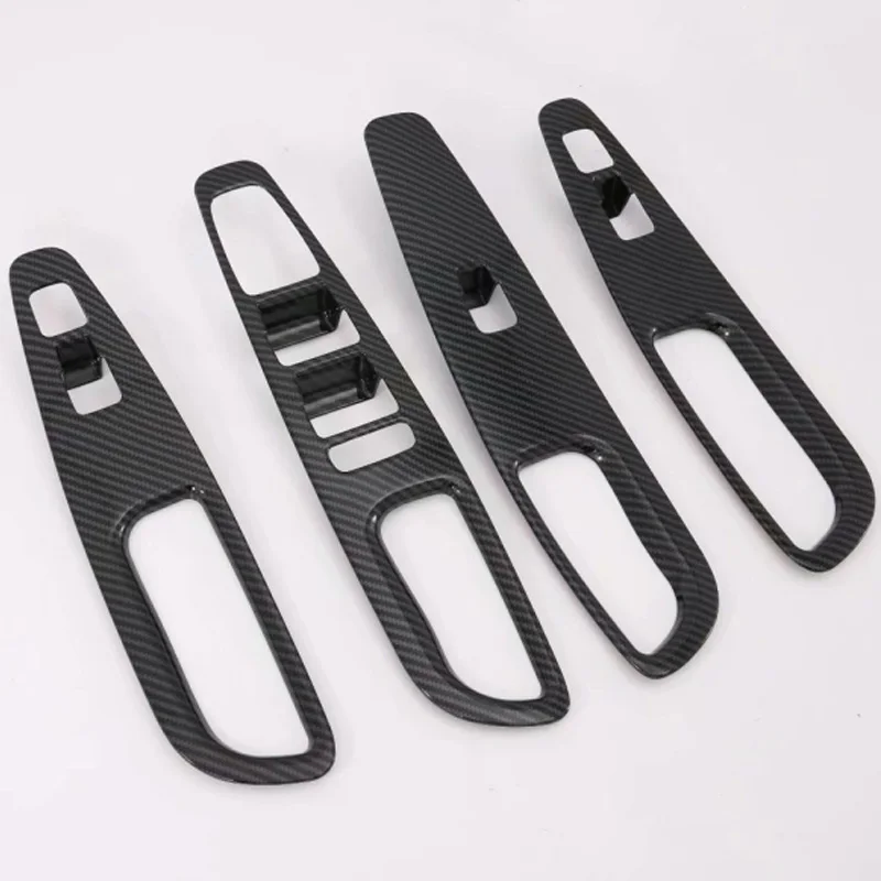 For Hyundai Santa Fe Carbon Fiber Window Lift Switch Button Cover Trims Door Armrest Panel Frame Interior Accessories