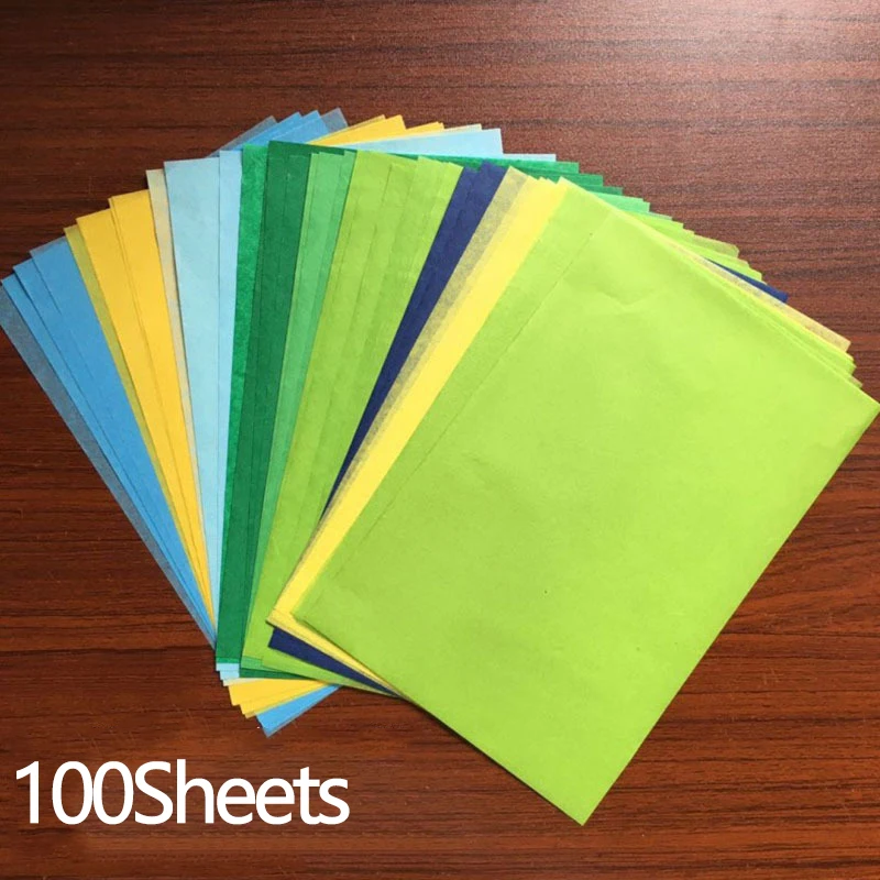 100sheet/bag A5 Wrapping Papers Retro Multicolor Print Tissue Paper Bookmark Gift Wrapping Papers Floral Gift Packaging Material