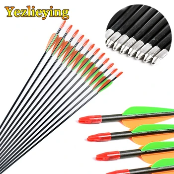 

6/12 PCS 29" Archery Hunting Practice Fiberglass Arrows For Shooting Archery Compound Bow