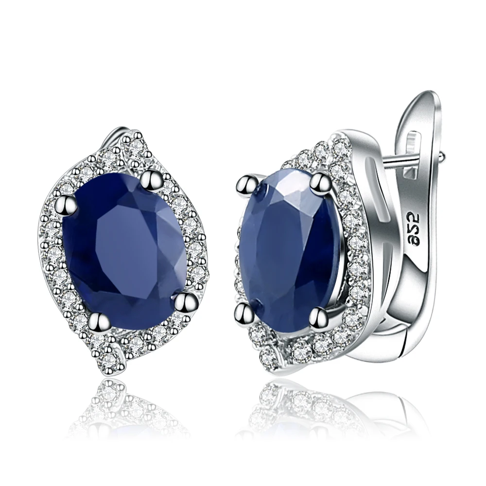 

Gem's Ballet 3.32Ct Oval Natural Blue Sapphire Gemstone Stud Earrings 925 Sterling Silver Wedding Fine Jewelry for Women