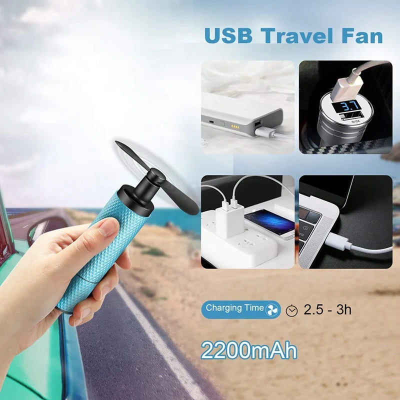 Xmx-ручные вентиляторы маленький вентилятор, Usb 2200Mah перезаряжаемая батарея, 8-12H время работы, путешествия/Футбол вентилятор охлаждения для женщин