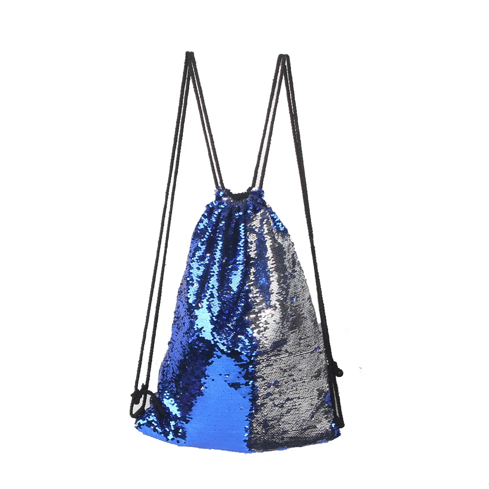 В европейском и американском стиле, спортивные Блесток Drawstring Рюкзак для отдыха на открытом воздухе шнурок Повседневное сумка на одно плечо, сумка для чешуя Русалки модные рюкзак