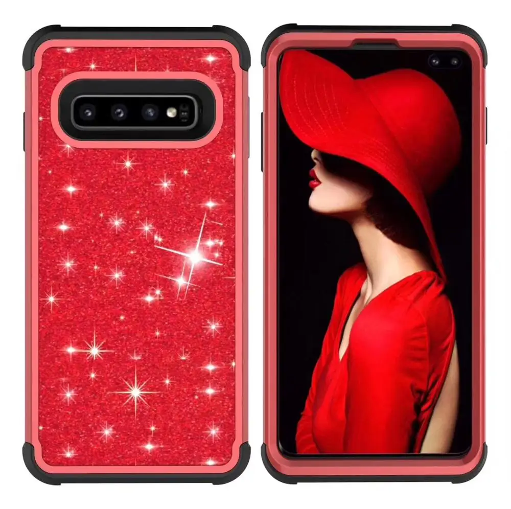 Модный защитный чехол сверкающий с блестками для iPhone 6S 6 7 8 Plus X Xr Xs Max Hybrid 3в1 TPU& PC Case