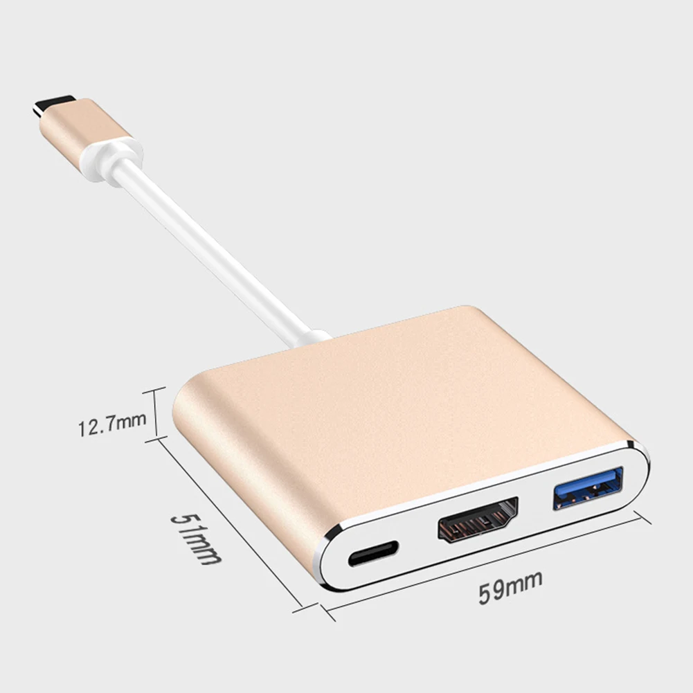 3 в 1 портативный type-C штекер HDMI USB 3,0 Женский Кабель-адаптер конвертер шнур аудио кабель для наушников зарядное устройство