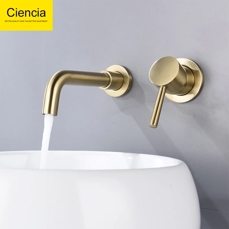 

Copper Gold Concealed Wall-in Basin Faucet Toilet Bathroom Table Basin Drop-in Sink Tap Rotatable