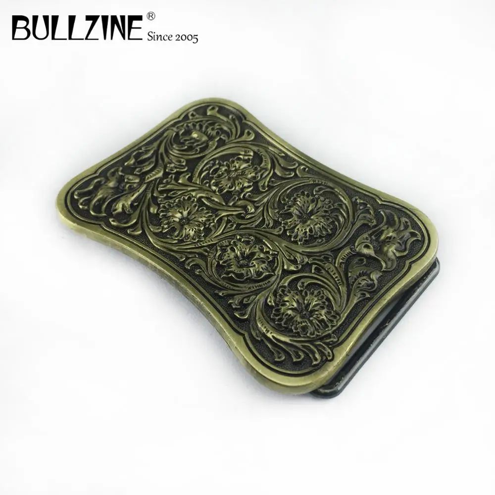 Пряжка для ремня Bullzine из цинкового сплава с цветком в западном стиле под старину
