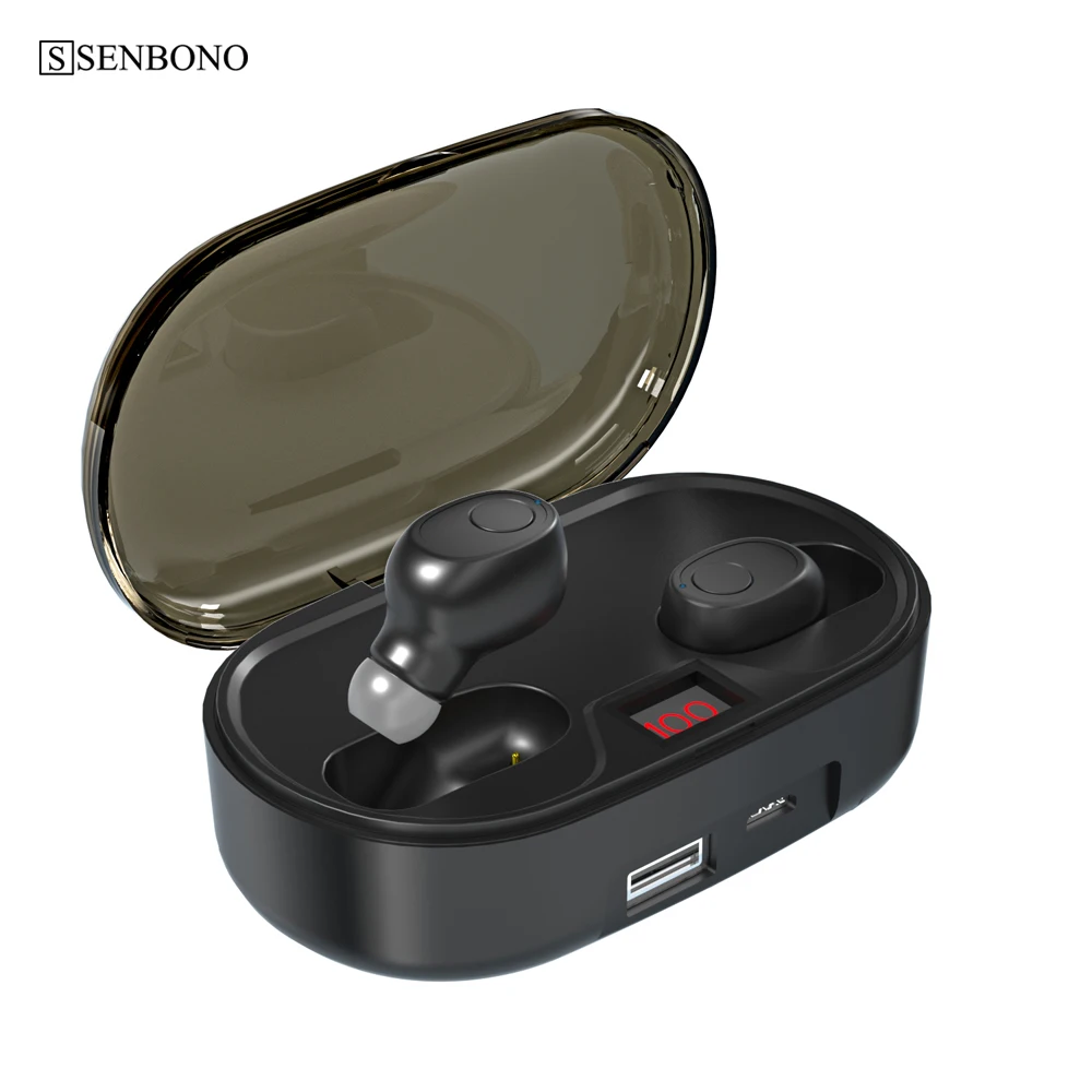 Умные часы SENBONO наушники вкладыши TWS с мини H1 Беспроводной Bluetooth 5 0 Наушники Бас