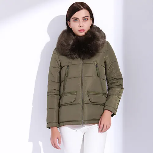 Army Green GAREMAY, зимняя женская куртка, меховой пуховик, хлопковые пальто для женщин, плюс размер, парка с капюшоном, короткая, тонкая, теплая, большая, Меховая куртка, Женское пальто - Цвет: Army Green